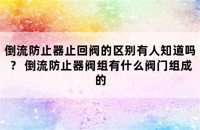 倒流防止器止回阀的区别有人知道吗？ 倒流防止器阀组有什么阀门组成的